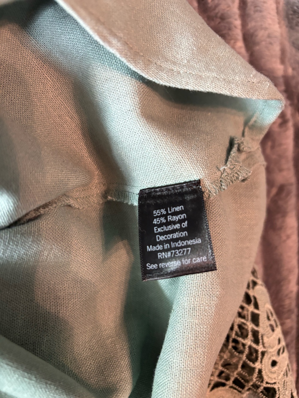 Simply Vera Wang Vince Camuto Sage Green Linen Button Front Blouse Large - Picture 11 of 11